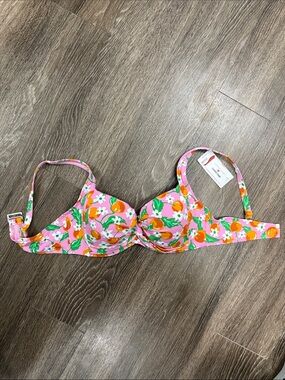 NWT Draper James for Lands End Pink Floral Orange Print Underwire Bra